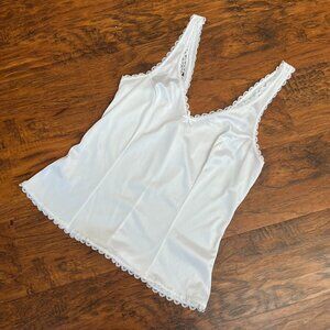Warner’s White Satin Lace Camisole Tank Top